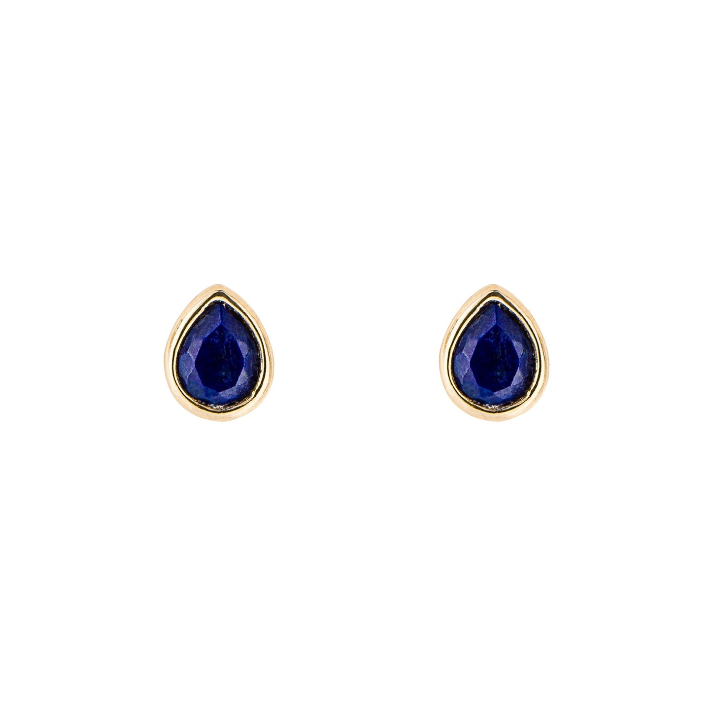 Lapis Lazuli pear shaped studs, gold plated on silver. - Collected