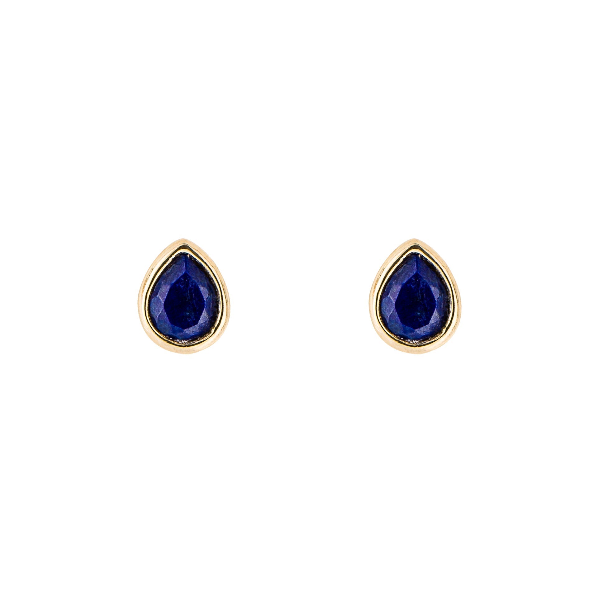 Lapis Lazuli pear shaped studs, gold plated on silver. - Collected