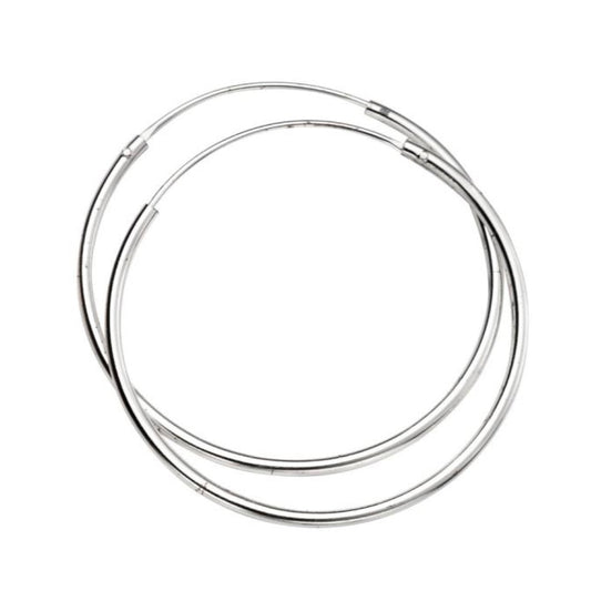 Large 50mm silver hoops, a classic hoop perfect on its own or with other earrings. - Collected