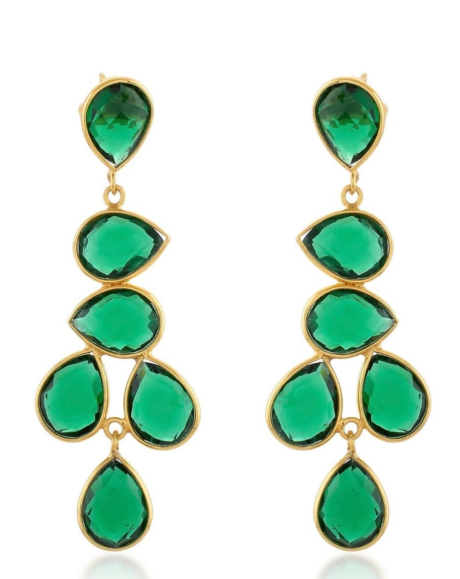 Shyla Sheena Earrings emerald green glass. - Collected