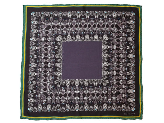 Silk Bandana, Honora 'Black, Green and Gold' - Collected