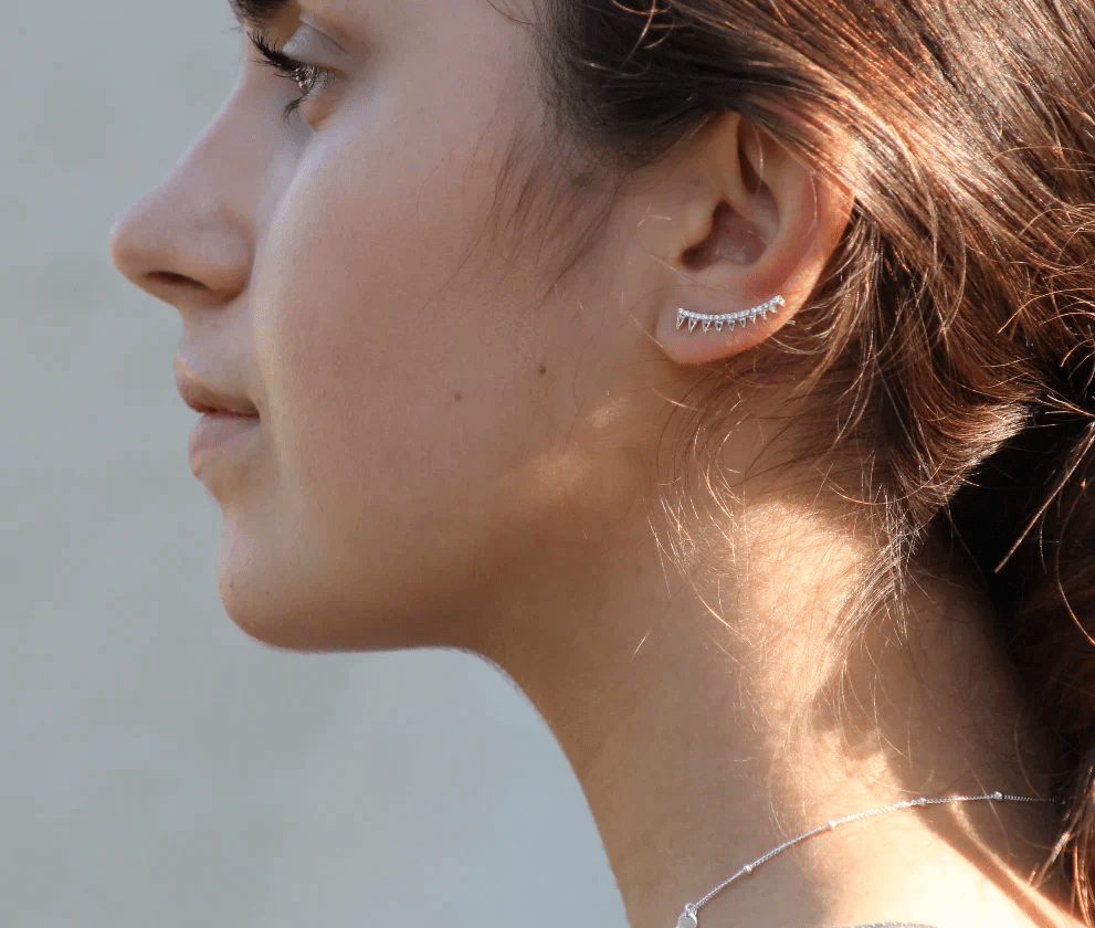 Silver pave spiked climber earrings. - Collected