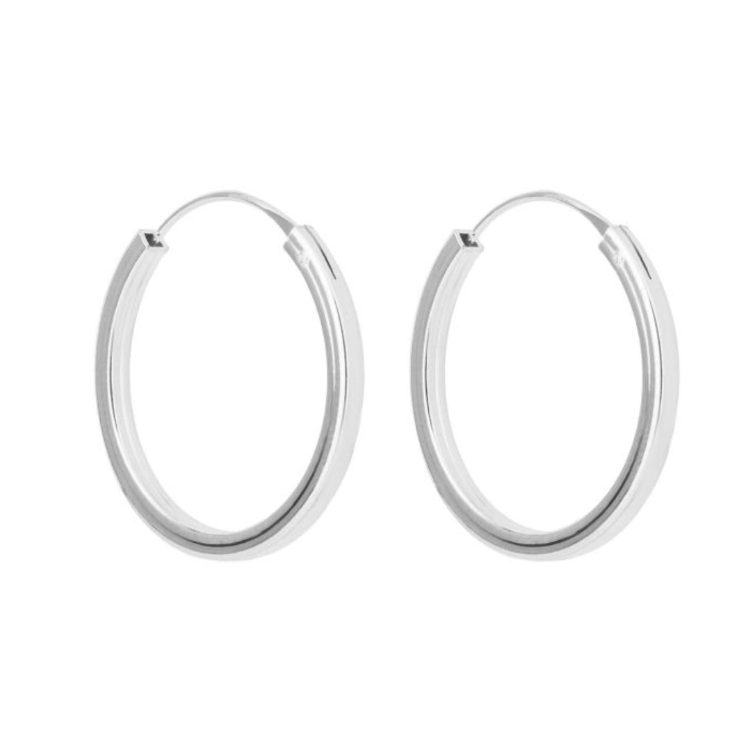 Square edged silver Hoops - Collected