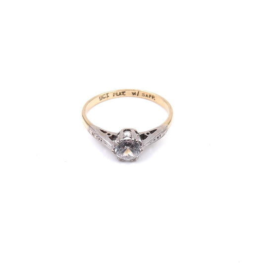 Vintage solitaire ring set in platinum and gold, an ideal vintage promise ring. - Collected